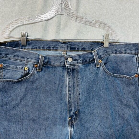 Levis 505 Jeans Men’s 42x30 Regular Fit Straight Leg Blue Denim Used Jeans Excel - Picture 3 of 6